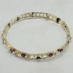Vintage painted pink rhinestone Lucite bangle bracelet